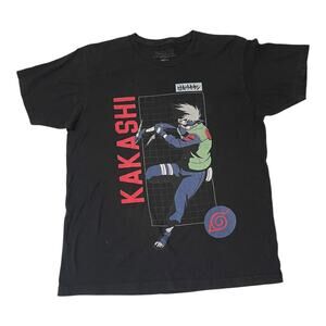 Naruto Shippuden Kakashi T Shirt Mens Large Black Anime Graphic Tee Short Sleeve